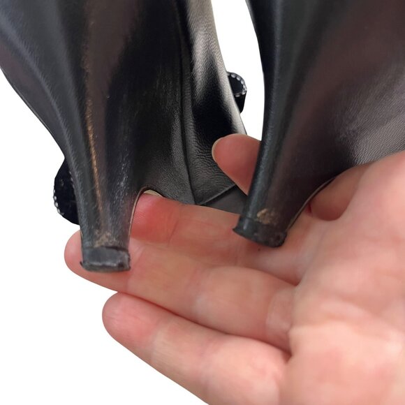 Poetic License heels women's 7 black brown leather bow tie - Picture 8 of 13